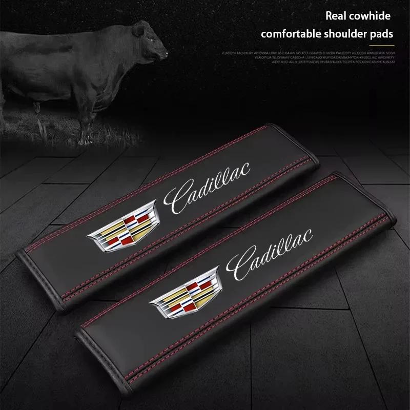 2PCS Printed Logo Car Safety Belt Pads Shoulder Cover for Cadillac Escalade CT5 CT6 XT5 CTS XTS ATS SRX STS DTS SLS Deville BLS