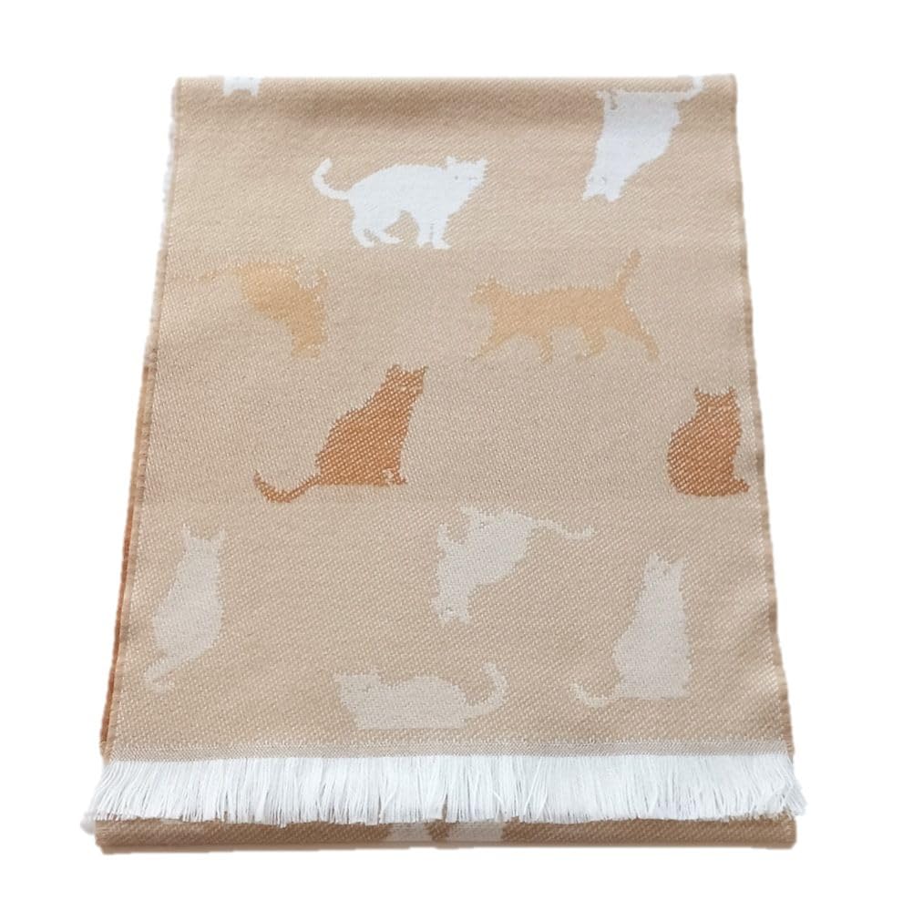 

all over the Cornillon Cat and Reversible Animal Made in Animal Print Jacquard [.a world] P.CORNILLON Scarf, Women s Men s, Print, Fall/Winter, бежевый