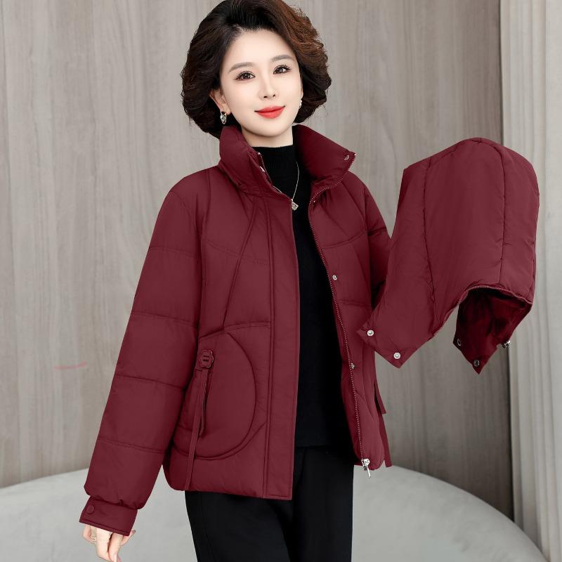 

Съемная шляпа большого размера хлопковая одежда женская зимняя новая повседневная пуховая хлопковая одежда свободная утолщенная хлопковая одежда 6XL бордовый