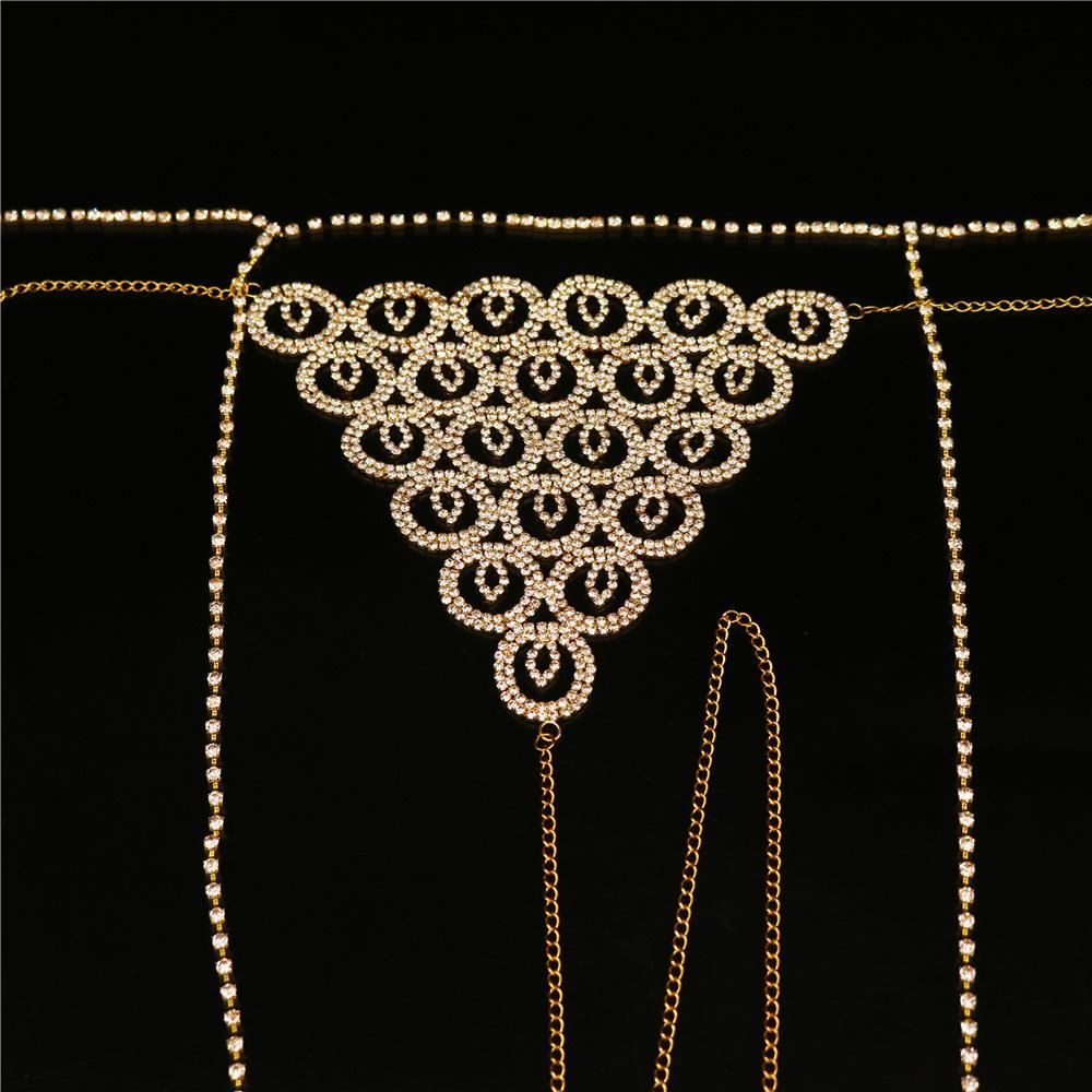 Sexy Body Chain Diamond Round Thong Waist Chain Luxury Rhinestone Bikini Panty Set Body Chain