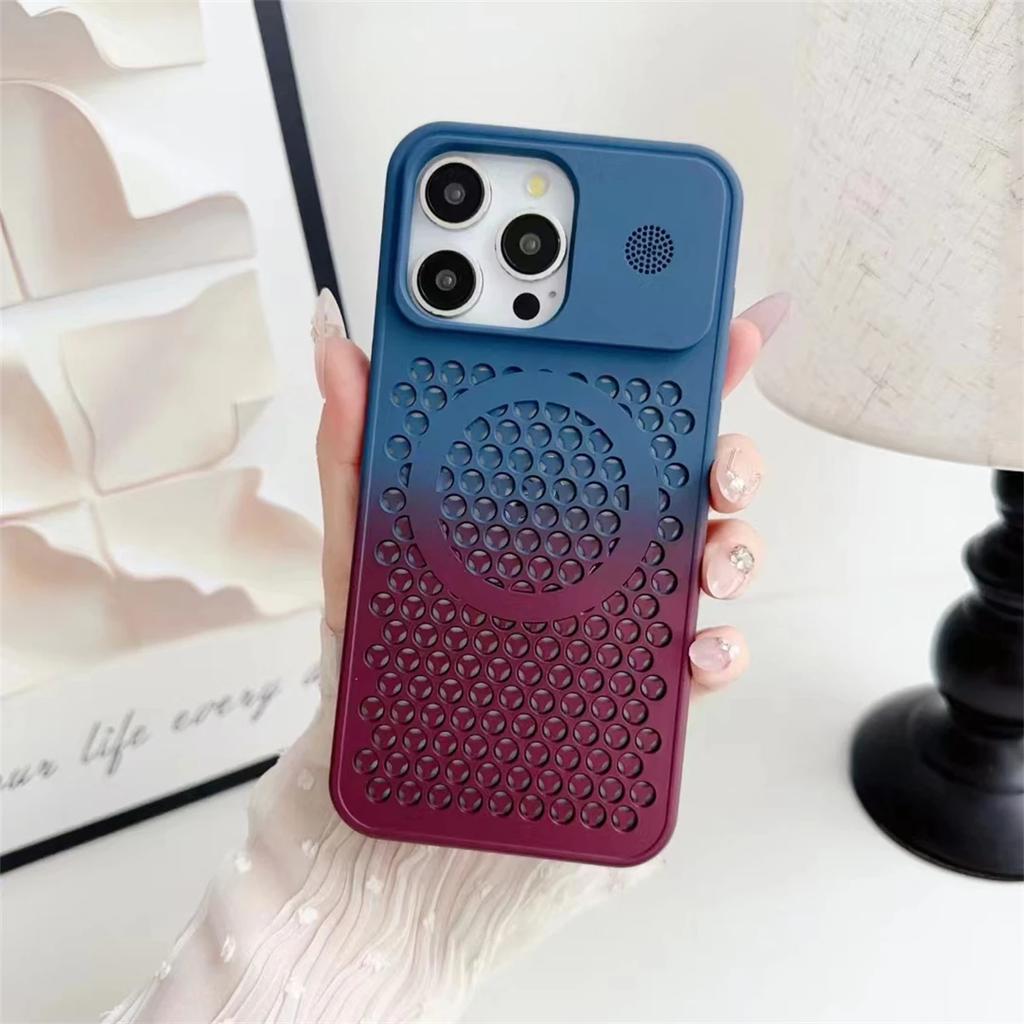 Fashion Colorful Honeycomb Aromatherapy Magnetic Cooling Protective Case for iPhone 15 14 13 12 Pro Max Cooling Shockproof Case
