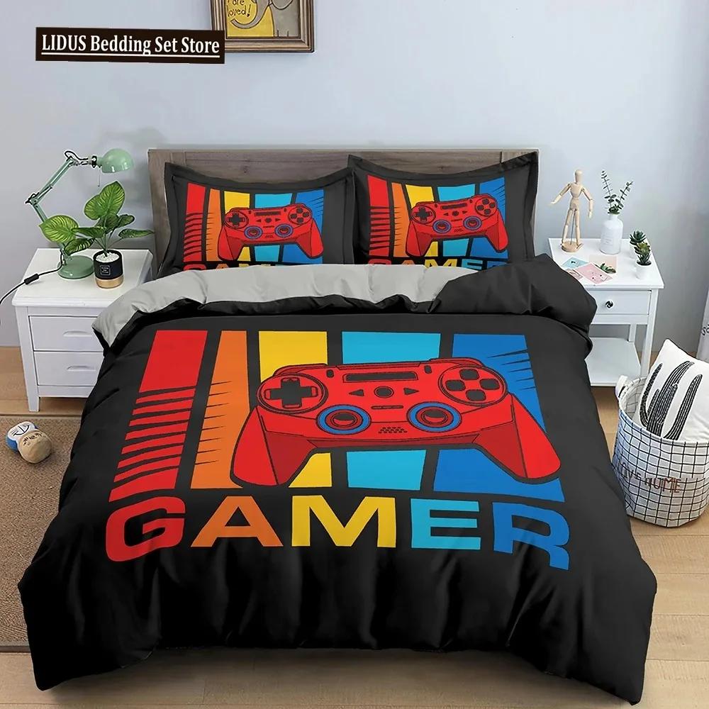 Gamepad Polyester Duvet Cover Set Colourful Button King Play Gamer Bedding Set Kid Teen Man Video Game For Child Game Room Decor