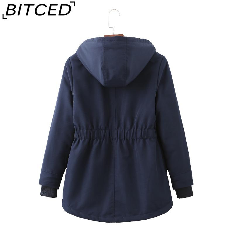BITCED Women's Hooded Shearling-Lined Parka Coat Winter Warmth Waist-Defining Women's Cotton-Lined Jacket