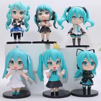 Anime Nouveaux Ornements de Mini Personnages Figurines Hatsune Miku Kawai Rose Vert Hatsune Décoration de Bureau à Domicile Jouet pour Adulte Cadeau d'Anniversaire pour Enfant