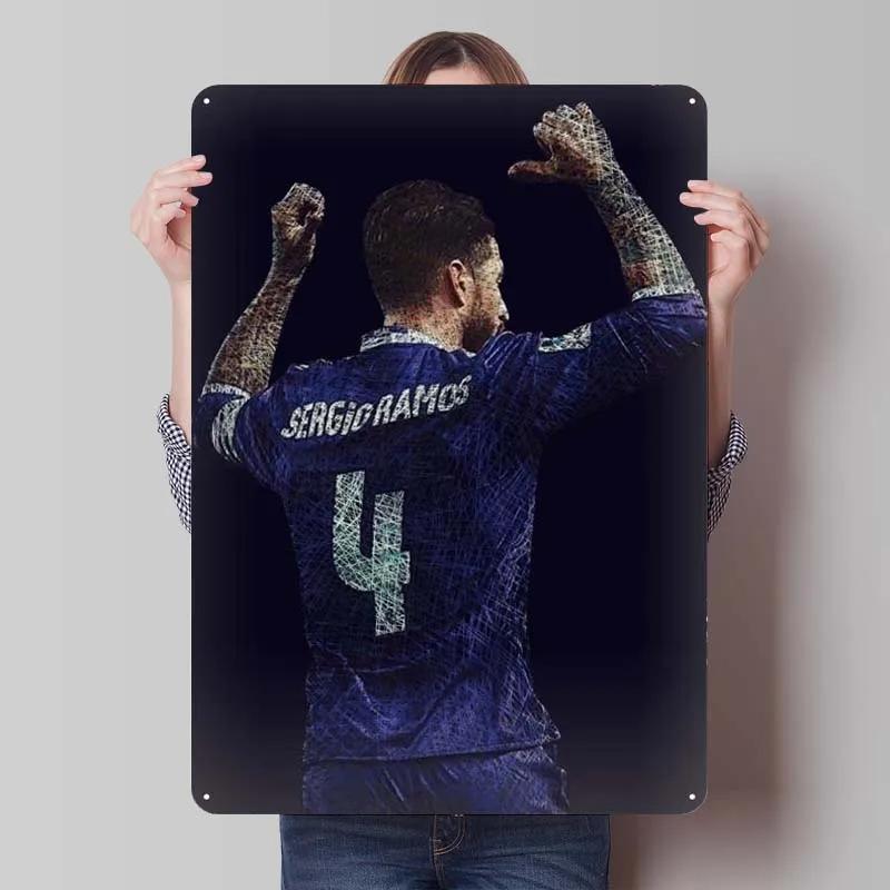 Sergio Ramos Metal Sign Sports Poster Room Decoration Man Cave Vintage Tinplate Sign Plaque for Wall Art Decoration Retro Home