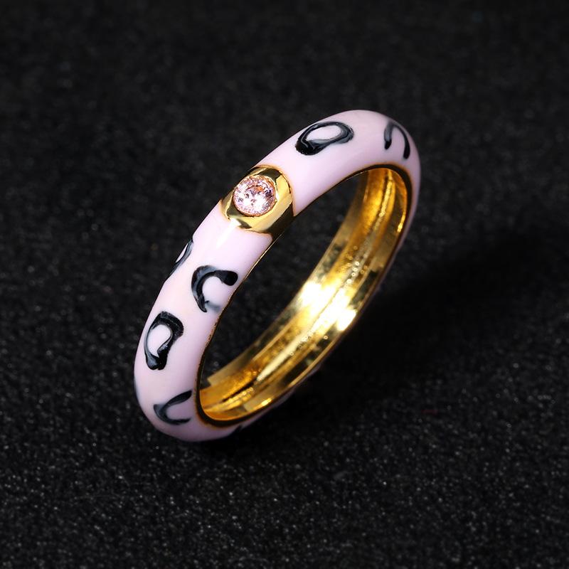 Enamel Colored Glue Ring European and American Tree Vine Colored Leopard Print Butterfly Insect Colorful Ring