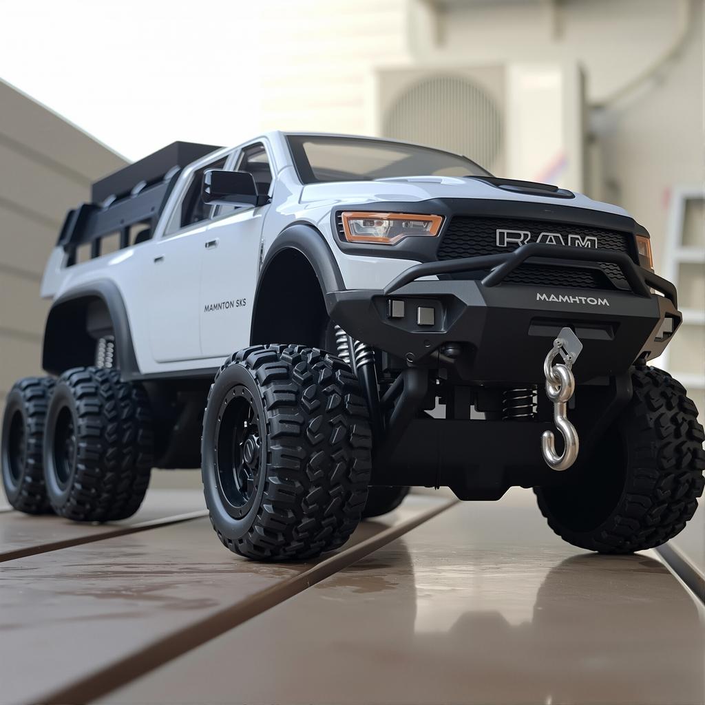 1:24 Dodge Mammoth RAM 1000 TRX 6x6 Pickup Metal Alloy Diecast Model Car Children's Toy Car With Light Collections Gifts Friend
