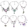 Handmade Natural Crystal Angel Necklace Butterfly Wing Pendant Necklaces Multi-Layer Tassels Choker Clavicle Chain Gift