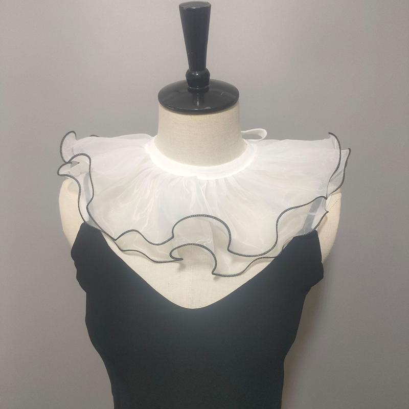 Double Layered Shawl Fake Collar Clown Performance Detachable Ruffle Neckwear Sweater Dress Faux Collar Accessories