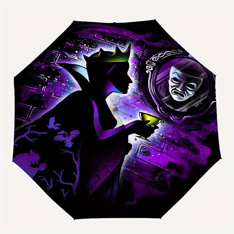 Disney Villains The Evil Queen Automatic Opening and Closing Umbrella - Lightweight 3-Fold Design, Suitable for Fans, Travel, Daily Use - Of