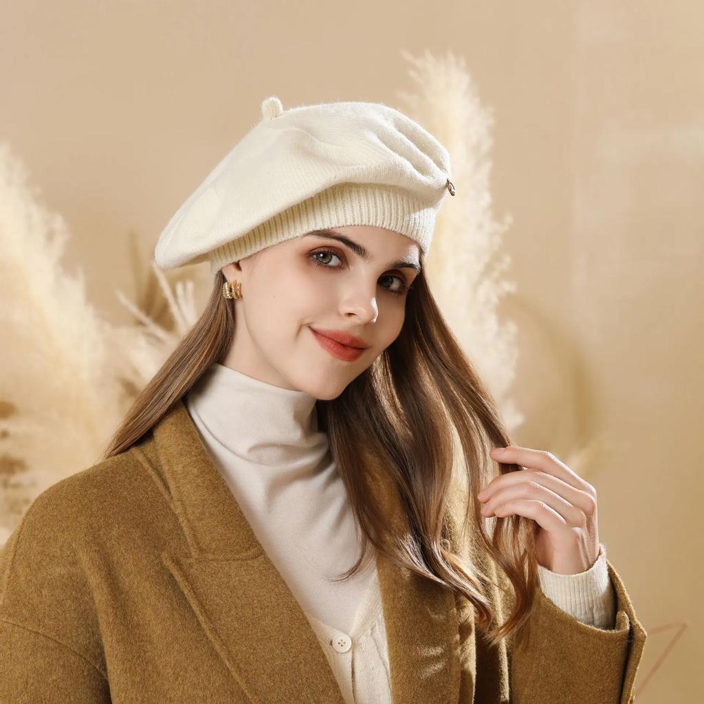Luxury Stars Women's Wool Beret Winter Warm Beanie Hat Fashion Girl's French Painter Hats Vintage Female Berets Caps