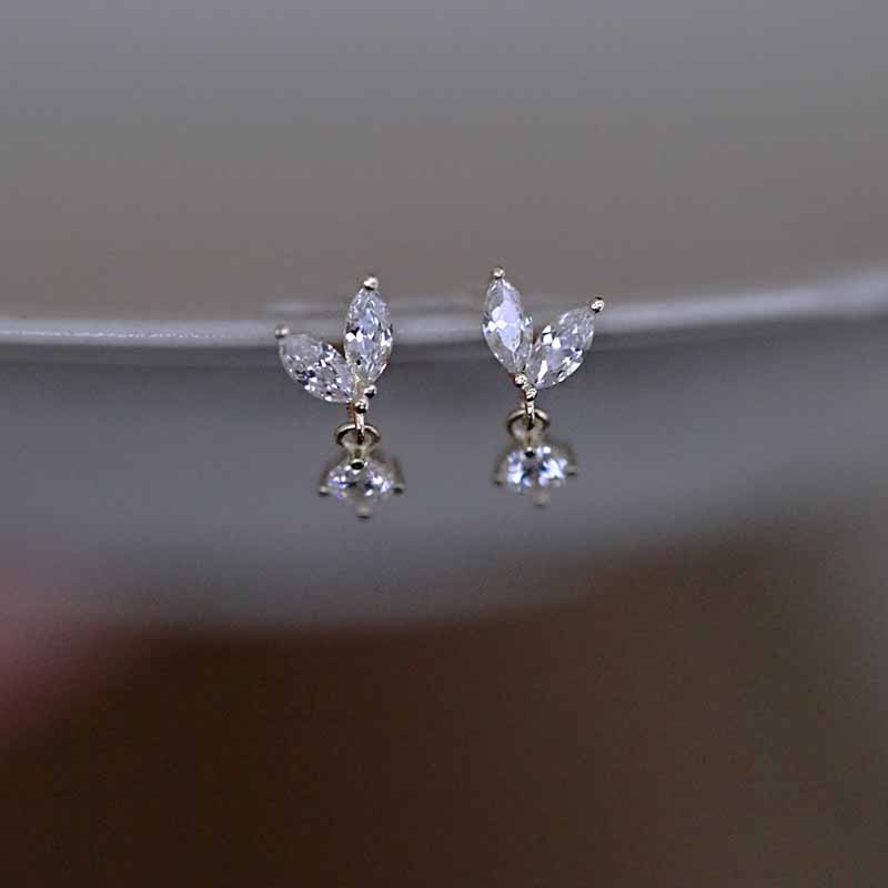 

Оригинальные женские серьги-гвоздики из стерлингового серебра 925 пробы с 14-каратным золотом и листьями циркона, роскошные свадебные украшения серебряный