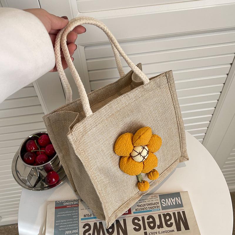 Cute Linen Student Carrying Rice Bags for Women Ins Fresh and Fresh Work Commuting To Store Lunch Boxes and Small Bags for Hand