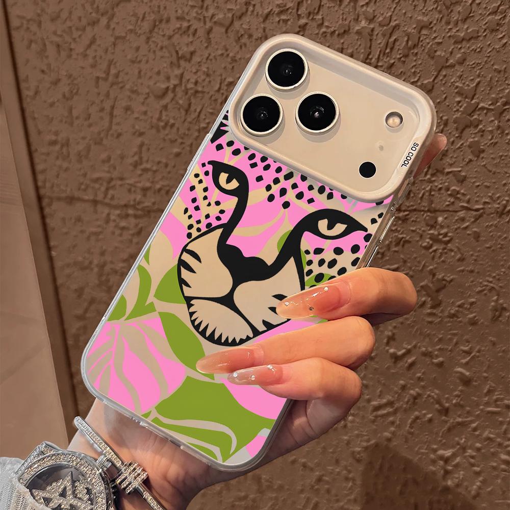 Abstract Leopard Phone Case For iPhone 17 16 15 14 13 12 11 Pro Max Air Matte Laser Aurora Shockproof Funda