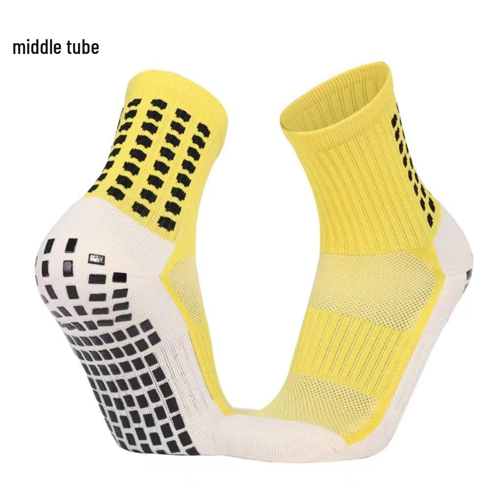 Silicone Non-Slip Mid-Calf Sports Socks - Adult & Kids Football Socks, Sweat-Absorbent, Thickened Quality Adult (Sizes 38-45)