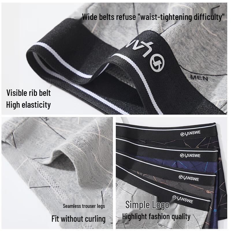 LANGSHA Men's Breathable Boxer Briefs 4-Pack