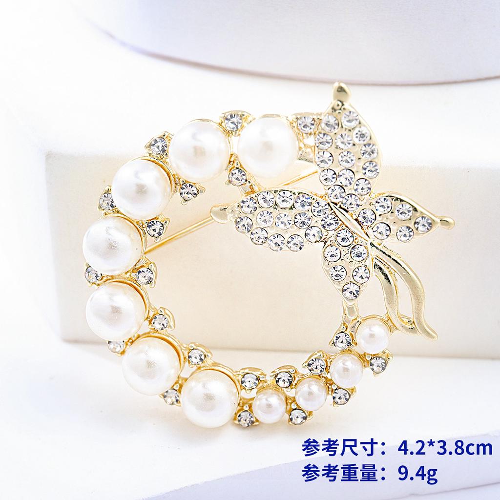 Vintage Fashion Brooch Niche High-End Sense Rhinestone Personalized Alloy Crown Corsage Bow Pin Accessories