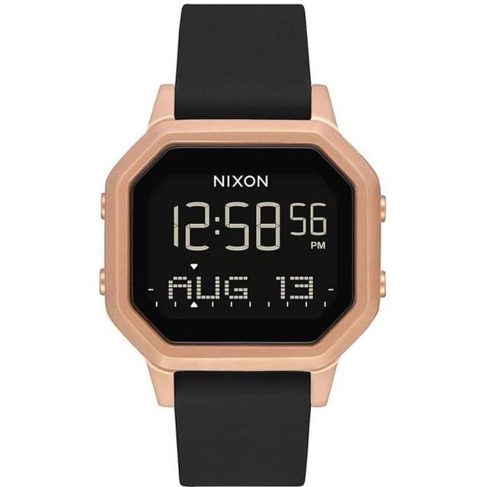 Montre - NIXON - Siren SS - Digital - Étanchéité 10 ATM - Bracelet silicone noir