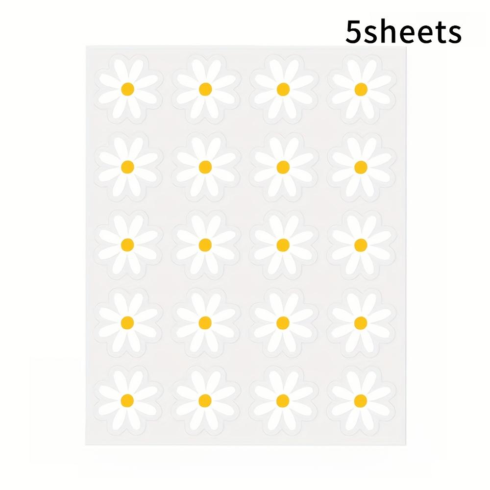 5 Sheets Cute Daisy Stickers, Featuring White And Golden Flower Patterns, Perfect for Decorating Phones, Laptops, Water Bottles