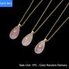 Natural crystal stone faceted water drop pendant micro-paved zircon fashion personalized necklace