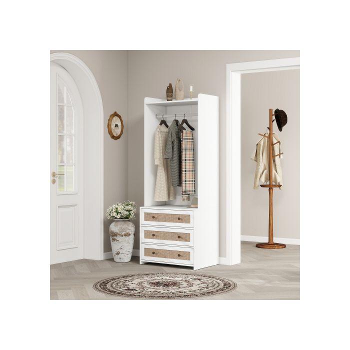 Wardrobe - MUVOE - 1 Door - 3 Drawers - Bohemian Style - Height 180 Cm