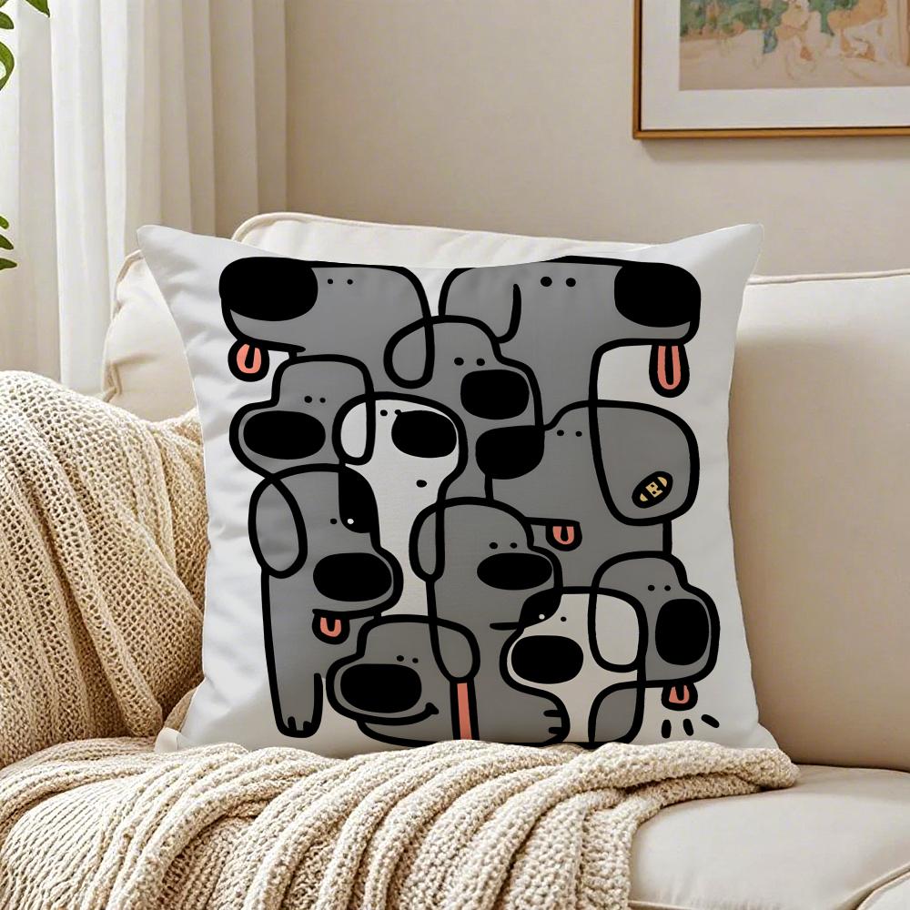 

Abstract Funny Creative Dog Cartoon Cushion Cover Pillowcase Antidustmite living Room Sofa Decor Cushion Room 30X30cm