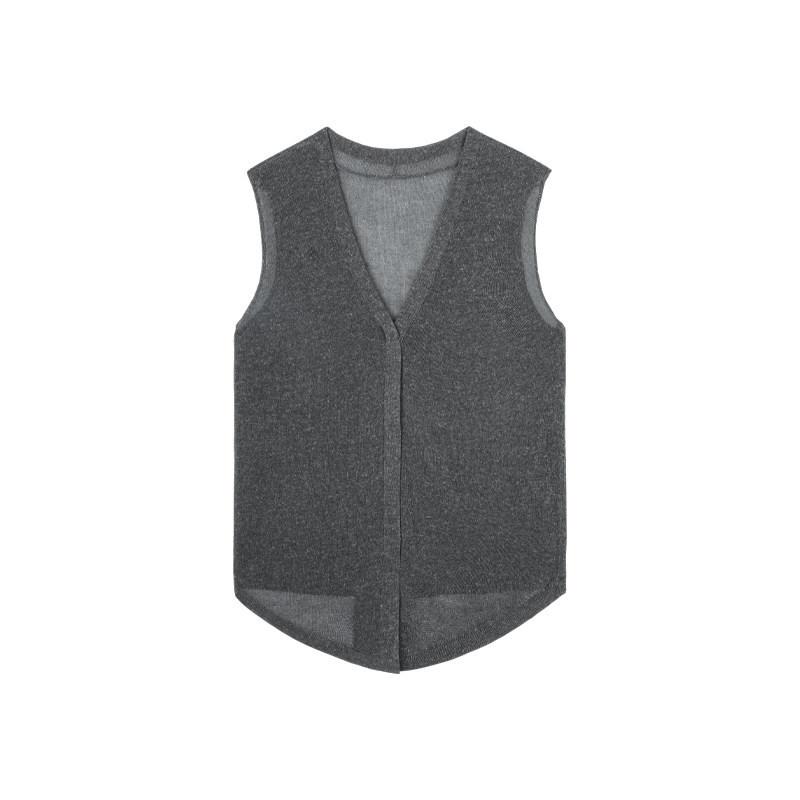 Clear old money, Tencel linen v-neck sleeveless light knitted design vest top