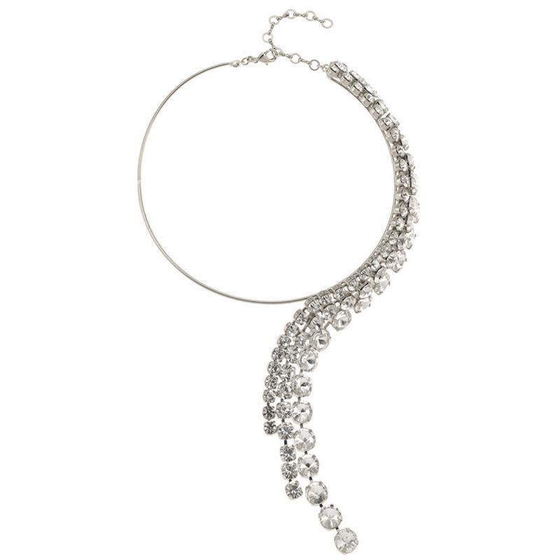 

Long Tassel Rhinestone Collar, European and American Fashion Multi-layer Exaggerated Necklace Accessories for Women серебряный