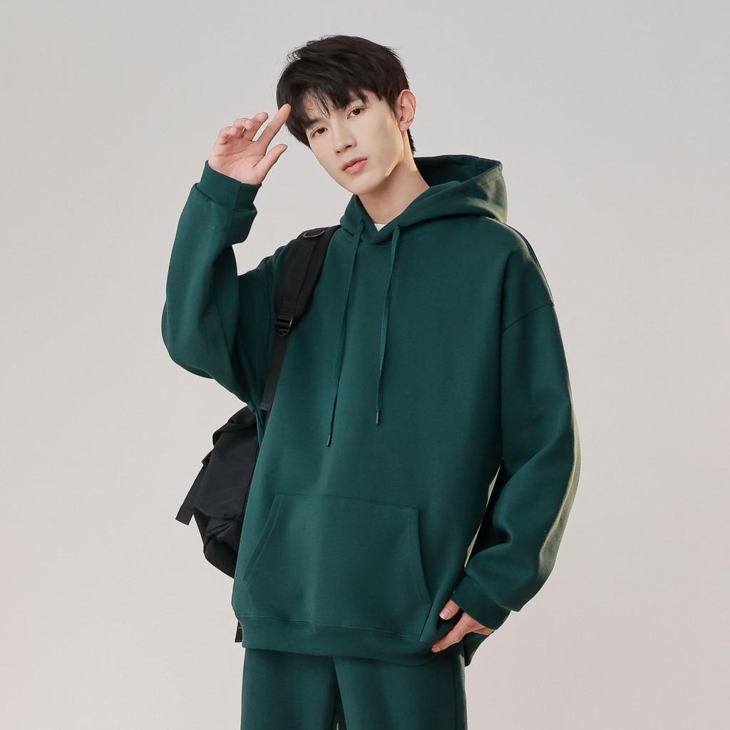 Pure Cotton Hooded Sweater Men's and Women's Spring and Autumn New Couples Solid Color Large Size Loose Casual Hoodie