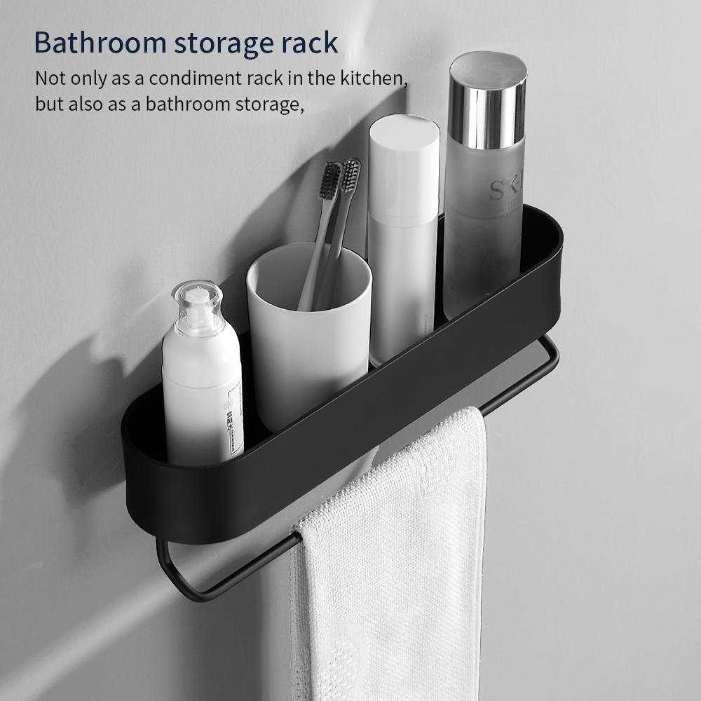 Yafei5303 Wall Mount Rack Towel Shelf Metal Storage Bathroom Organizer Shelf No Drilling Home and Kitchen Storage Rack