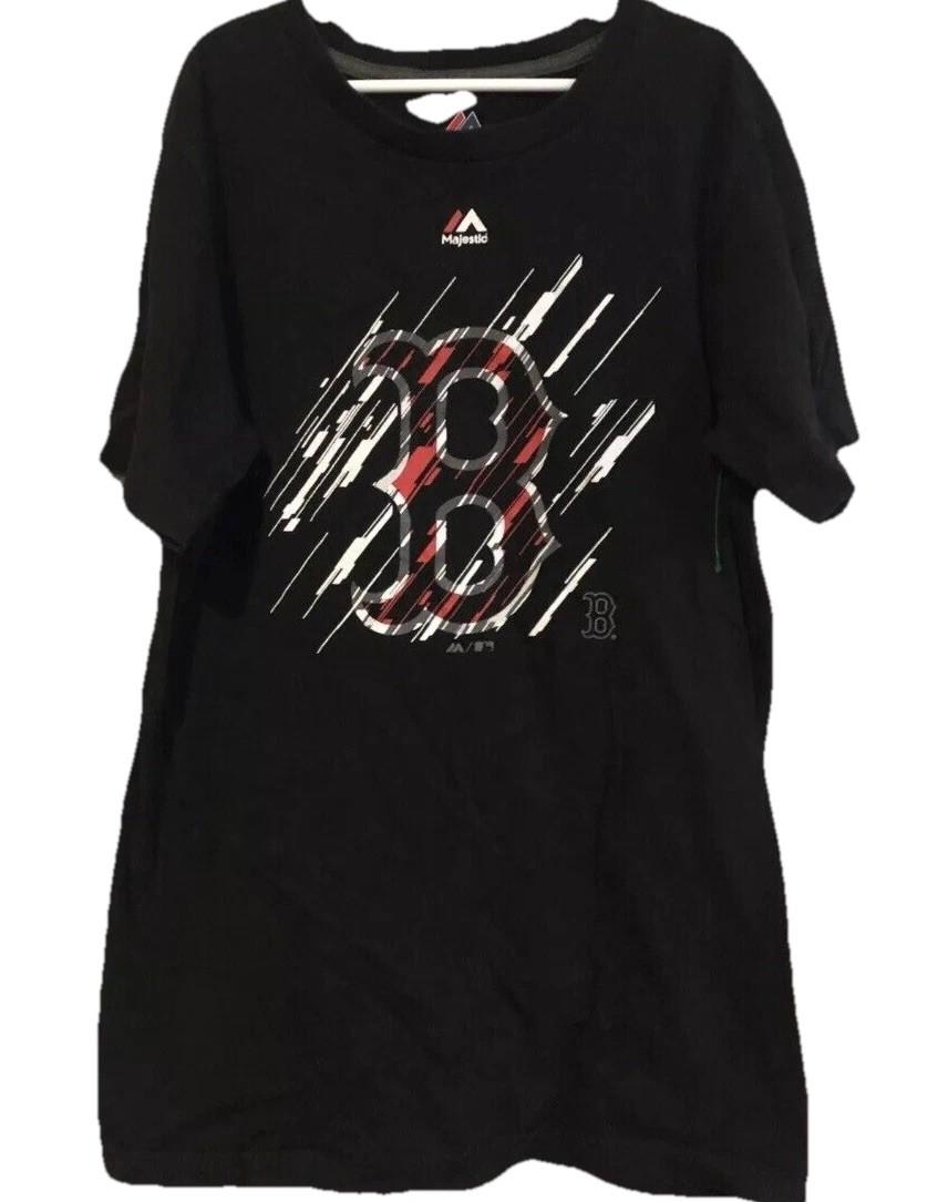 Boston Red Sox Majestic Triple Peak Shirt Black Mens Small S MLB Graphic Tee Unisex T-Shirt XXXL