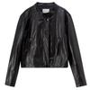 Shangdou Bila Women's Stand Collar PU Leather Motorcycle Jacket