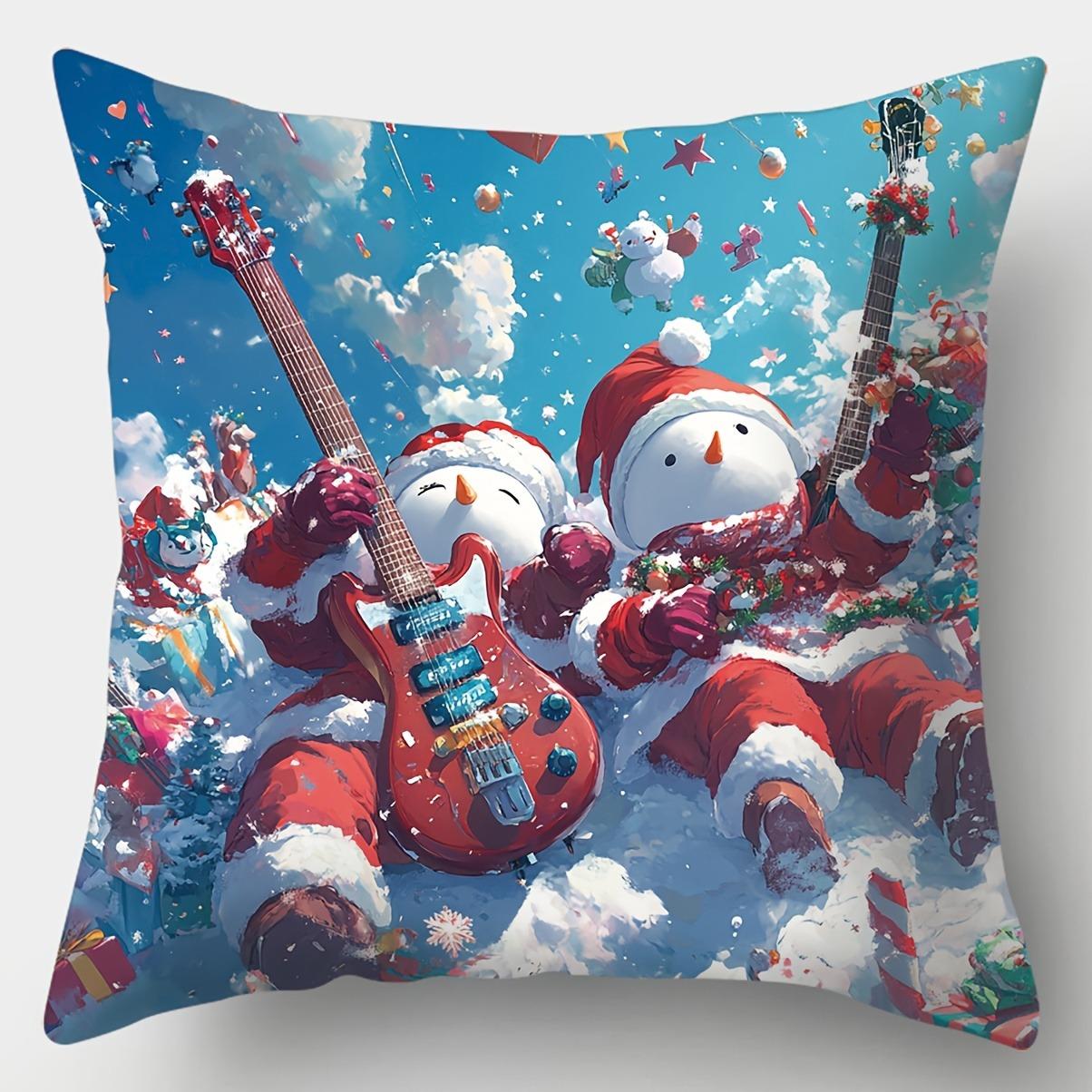 

Домашний Декор Санта Играет на Гитарах Рождественские Наволочки с Рисунком Чехол для Подушки Подходит для Дивана Спальни Автомобиля Наволочка 40x40cm