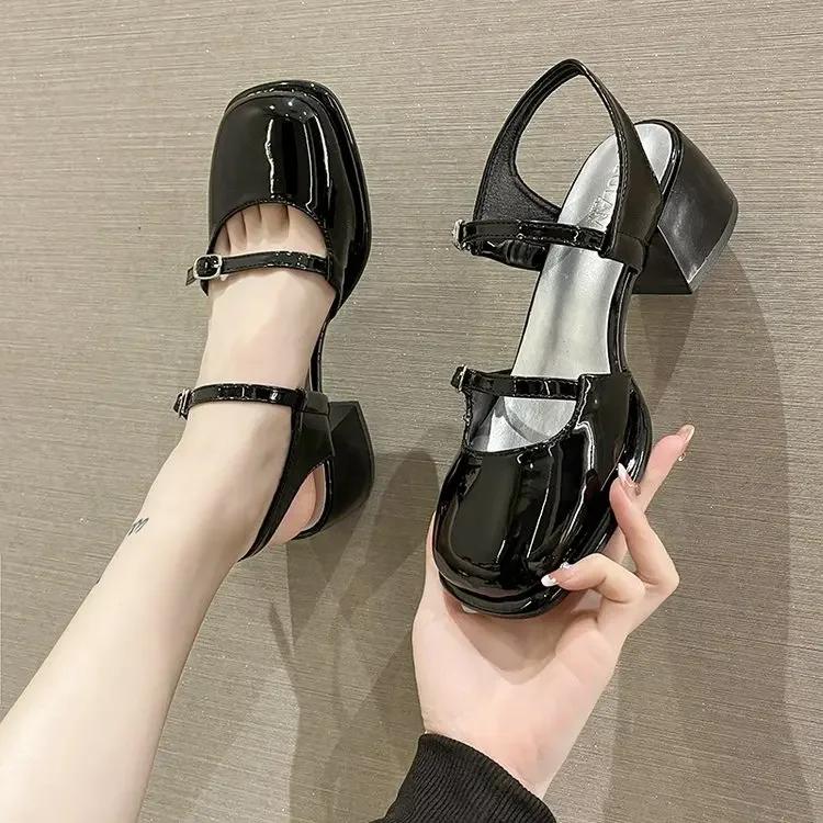 

Fashion Non-slip Round Toe Sandals Ladies Casual Summer Hollow Beach Elegant Shoes Korean Fashion Party Shoes Design 40 чёрный