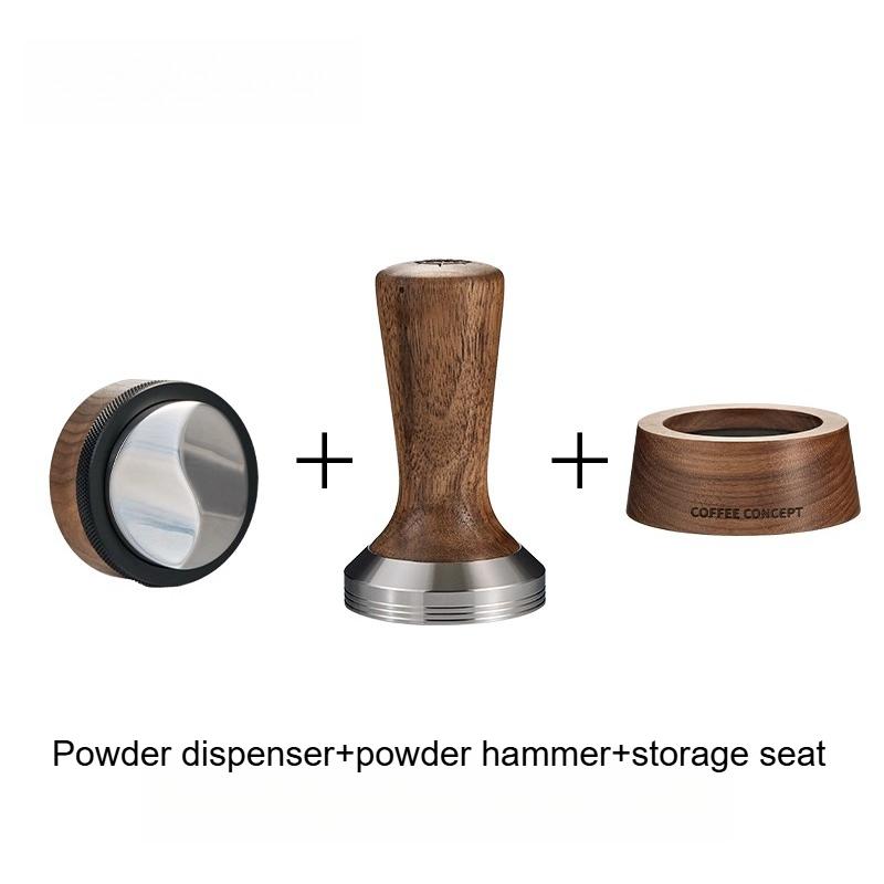 North American Wind Walnut Base Coffee Utensil Storage Seat Solid Wood Multifunctional Powder Dispenser Powder Hammer Set