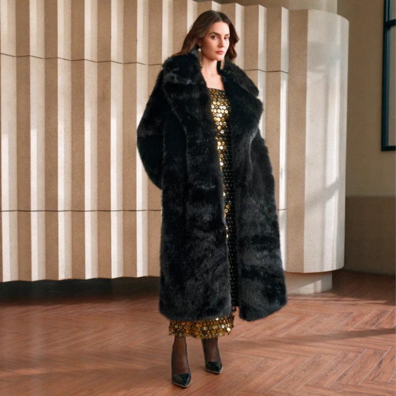 Xiyin's New Autumn and Winter Fashion Fluffy Long Coat Imitation Fox Hair Fluffy Parka Coat