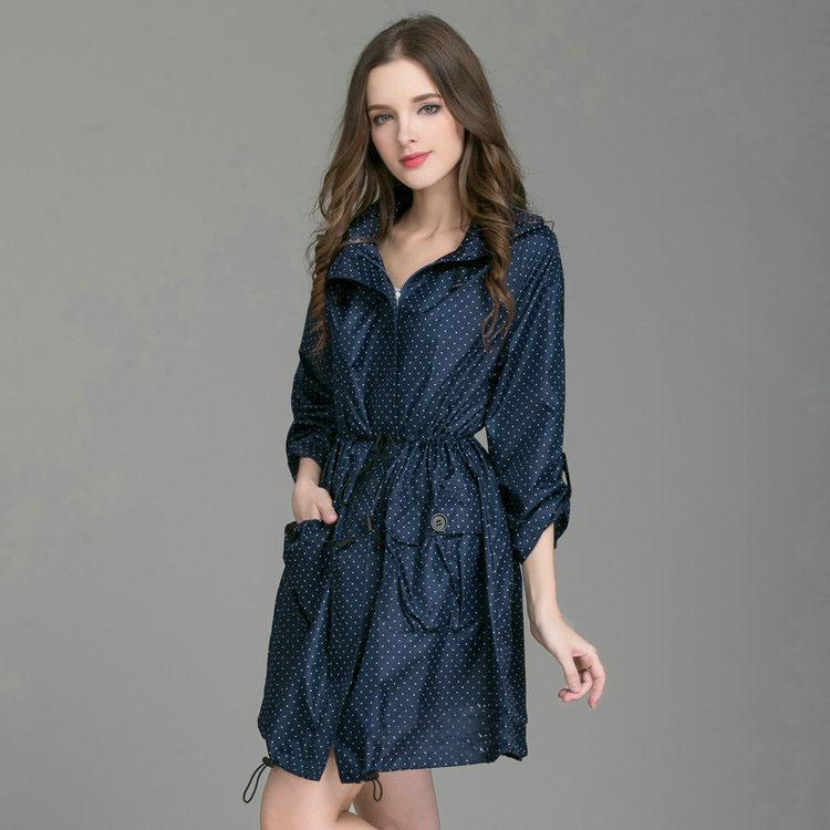 

Складные манжеты Laydies Dress Style Fashion Women Водонепроницаемая дождевик Ветрозащитный с HatLeg Rain Coat Plus Size One Size темно-синий