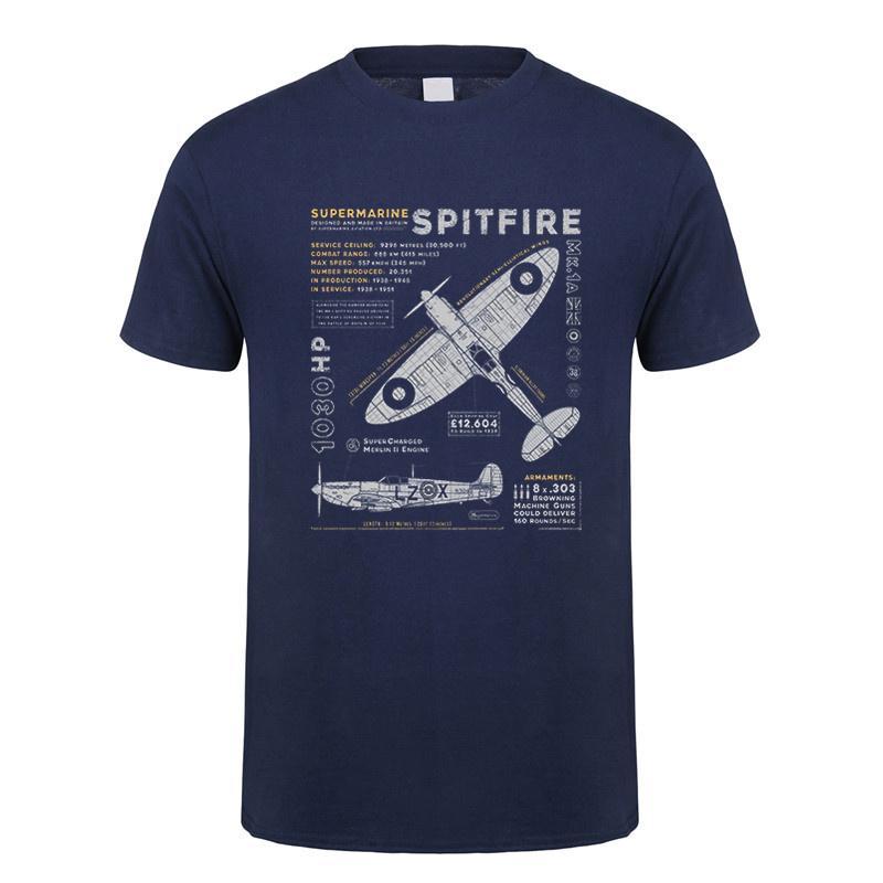 Novelty Spitfire T Shirt Fighter Plane WW2 War Pilot Aircraft Airplane Tshirts Unisex Cotton Tee Short Sleeve TShirt Gift DY303