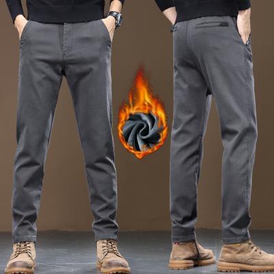 Men Winter Fleece Warm Corduroy Pants Youth Plus Size Warm Slim Thicken Casual Trousers