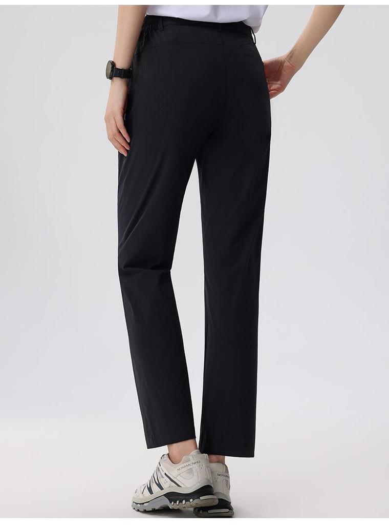 Summer Ice Silk Quick-Dry Elastic Sports Pants: Breathable, Lightweight, Straight-Leg Casual Pants for Men and Women.