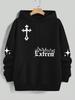 Inspirational Unisex Hoodie with Geometric Letter Pattern, Knit Fabric, Casual Style, Fitted Hooded Sweatshirt