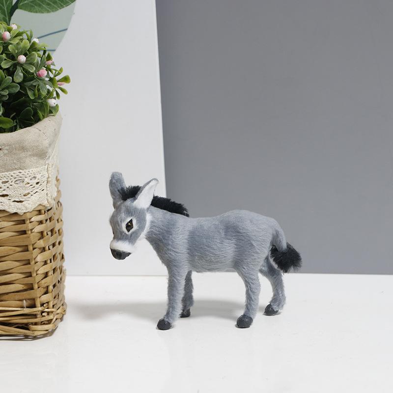 Mini Realistic Donkey Figurine Handmade Artificial Fur Non Stuffed Eco Friendly Desk Decor Gift Car Ornament Keychain