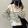 Navava Men Warm Daily Stripe Half Zip Long Sleeve Knit Sweater Nk3446