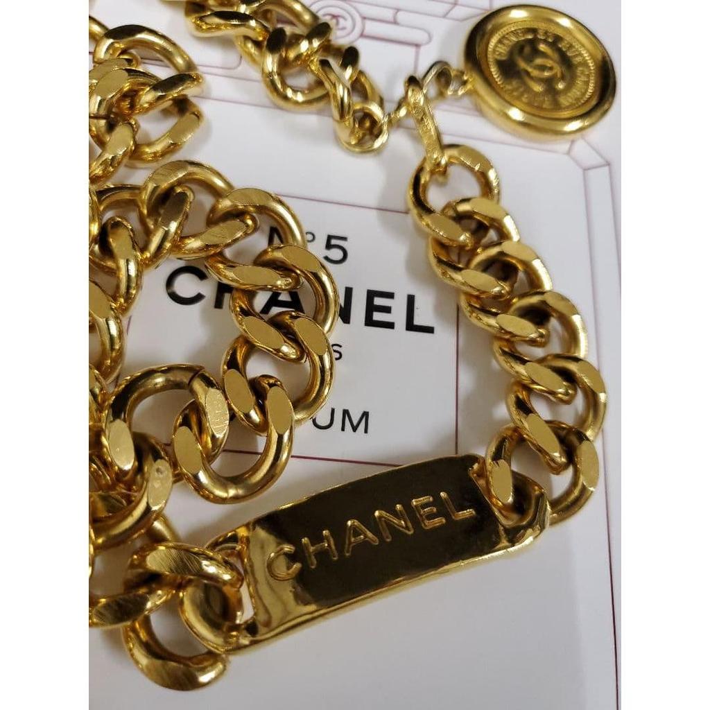 Used CHANEL gold chain belt with coin charms
