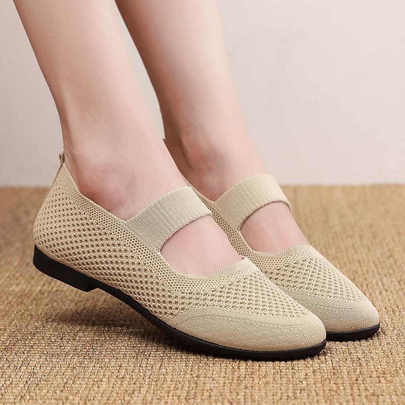 Cloth Shoes Women's Summer New Fly-woven Mesh Breathable Women's Shoes Soft-soled Medium Mother Shoes