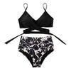Women's Split Swimsuit Suit Bikini Printing Cut-out Beach Swimsuit Swimwear