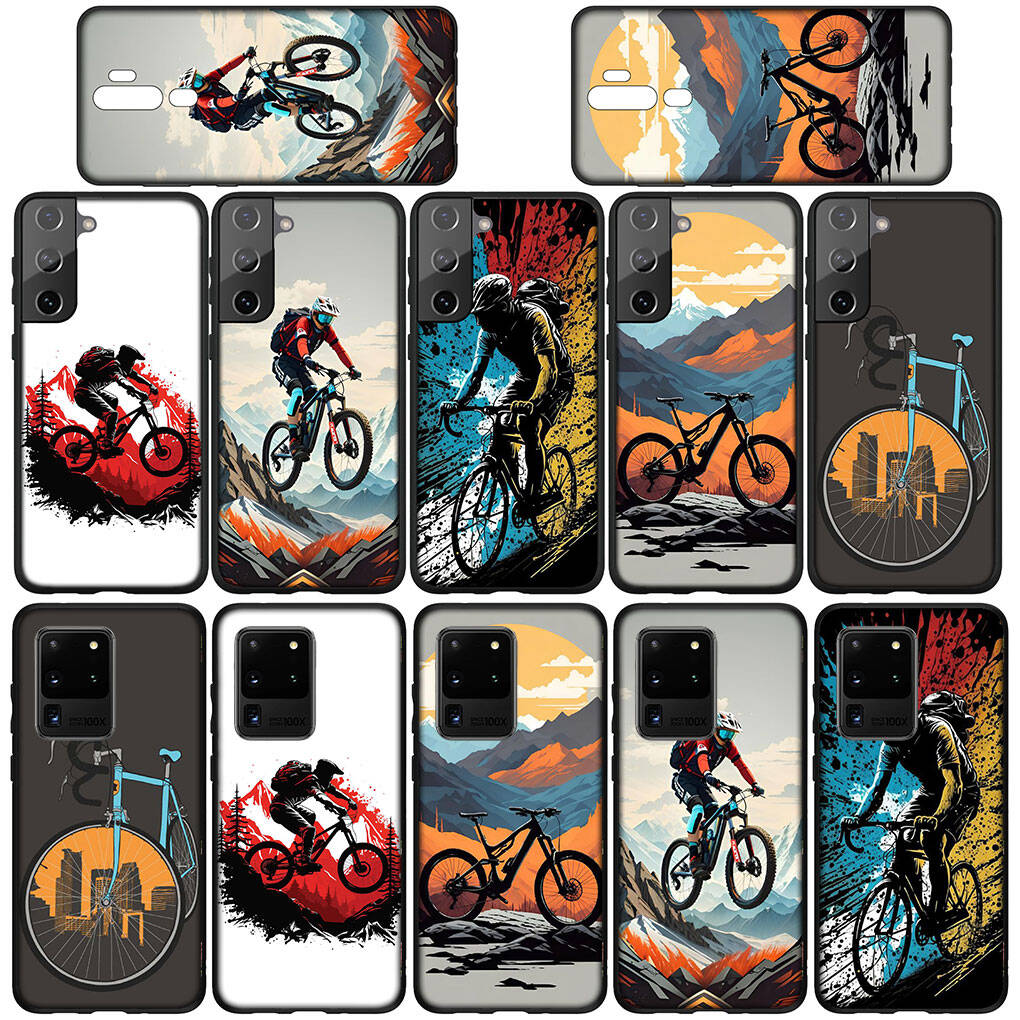 Phone Case for Samsung Galaxy S25 S23 S22 S24 Ultra FE A05 A06 A15 A16 A36 A37 A35 A54 A55 A56 A57 A25 A26 A53 Wallpaper Mountain Bike Cycling Cover