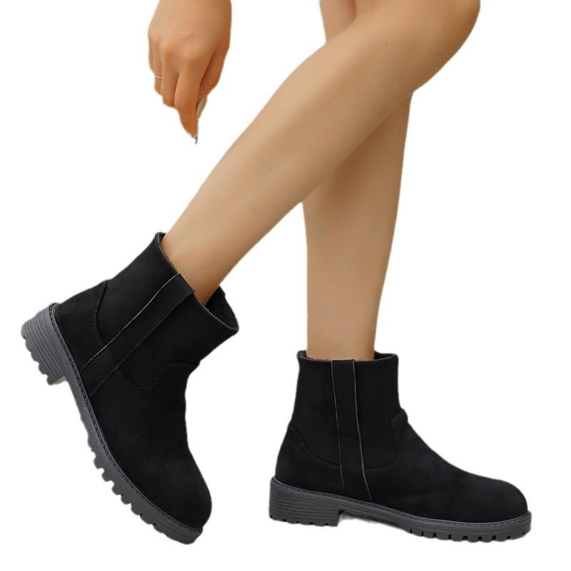 Short Boots Women's Autumn and Winter New Fashion Boots Martin Boots Women's Velvet Leather Boots Large Size Boots