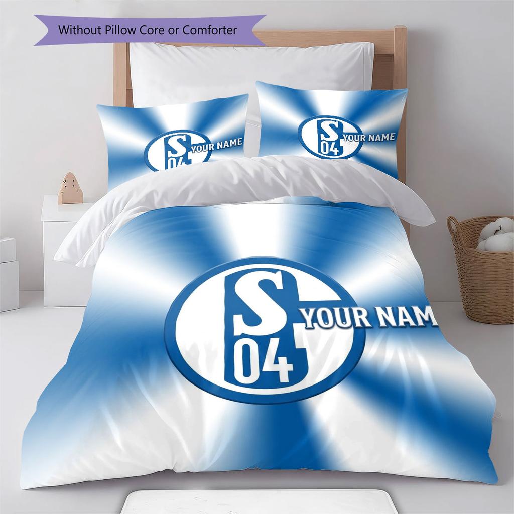 FC Schalke 04 Custom Name Pattern Bedding,Quilt Set Quilt Cover Pillowcase Home Birthday Gift(1 * Duvet Cover + 2 * Pillowcase, Without Core)
