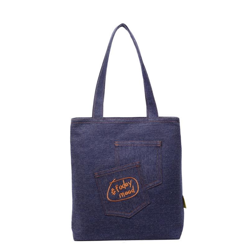 New Canvas Bag Large Capacity Student Commuting Shoulder Tote Bag Cute Print Small Fresh Student